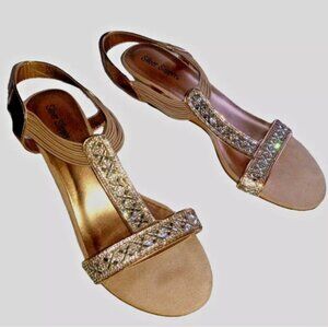 Sandals Women’s Size 10M NEW Copper Color Beaded Dress Wedge Heel